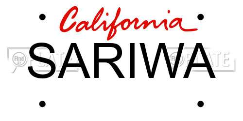 SARIWA California License Plate