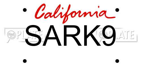 SARK9 California License Plate