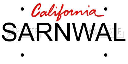SARNWAL California License Plate