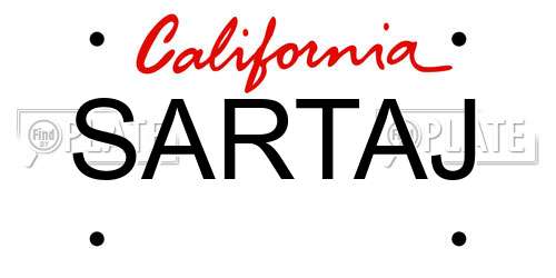SARTAJ California License Plate