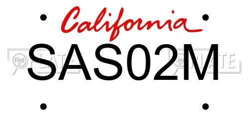 SAS02M California License Plate