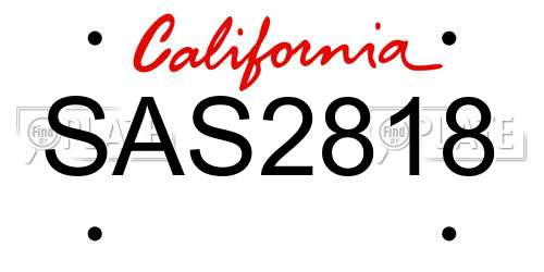 SAS2818 California License Plate