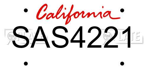 SAS4221 California License Plate