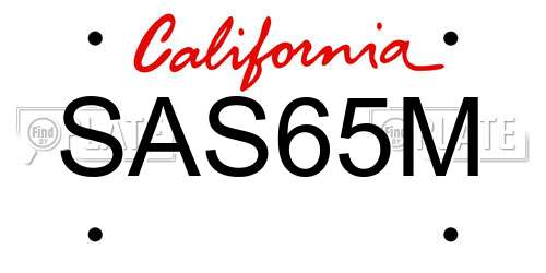 SAS65M California License Plate