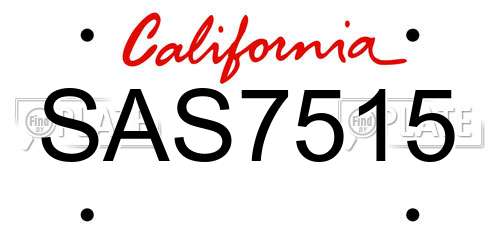 SAS7515 California License Plate
