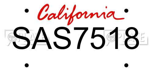 SAS7518 California License Plate