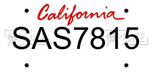 SAS7815 California License Plate