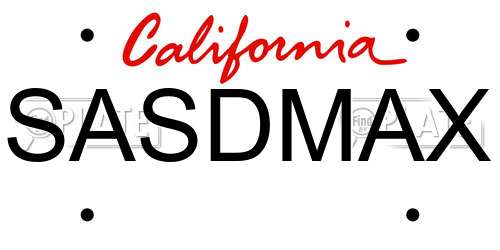 SASDMAX California License Plate
