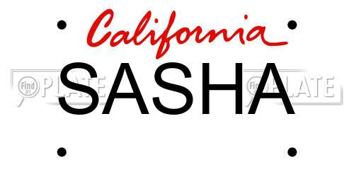 SASHA California License Plate