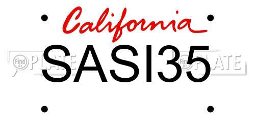 SASI35 California License Plate