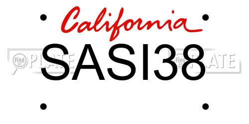 SASI38 California License Plate