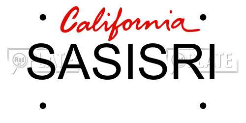SASISRI California License Plate