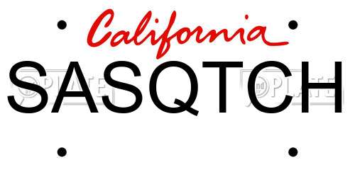 SASQTCH California License Plate