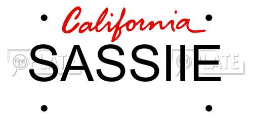 SASSIIE California License Plate