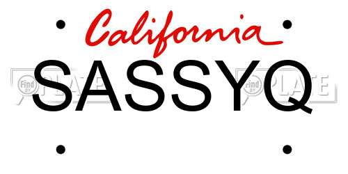 SASSYQ California License Plate