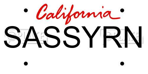 SASSYRN California License Plate