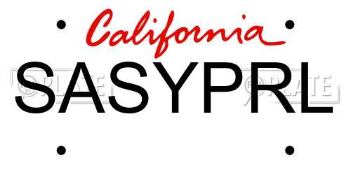 SASYPRL California License Plate