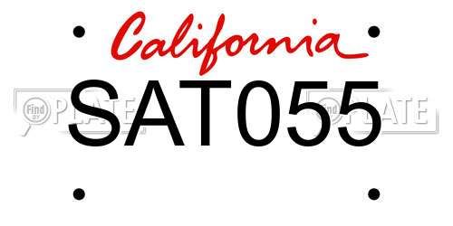 SAT055 California License Plate