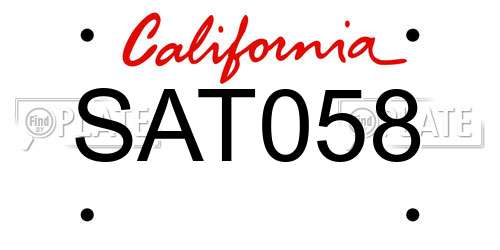 SAT058 California License Plate