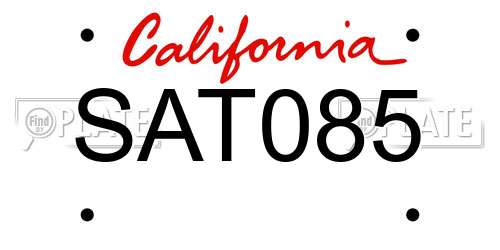 SAT085 California License Plate