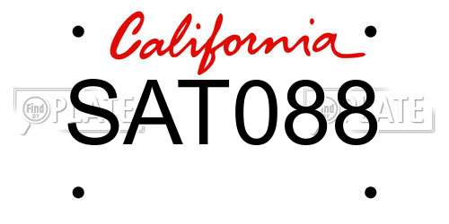 SAT088 California License Plate