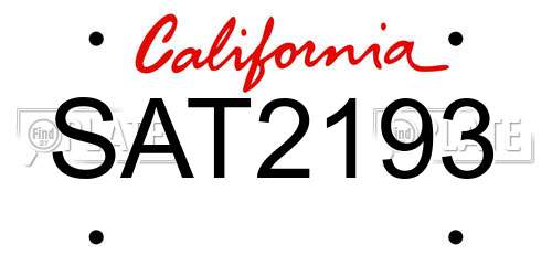 SAT2193 California License Plate