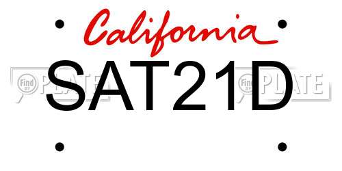 SAT21D California License Plate