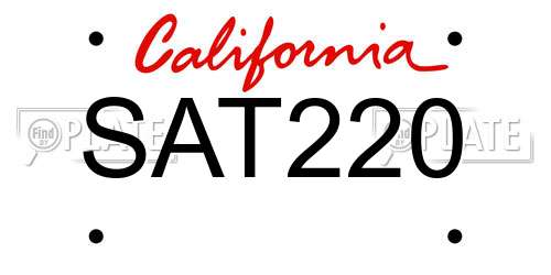 SAT220 California License Plate