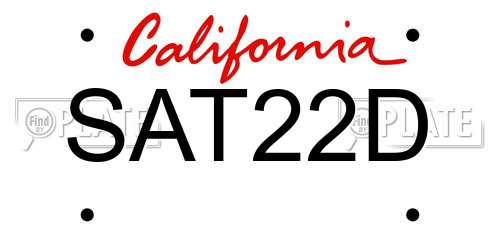 SAT22D California License Plate