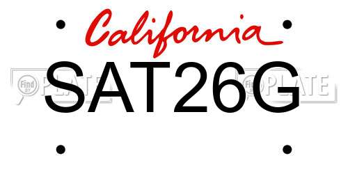 SAT26G California License Plate