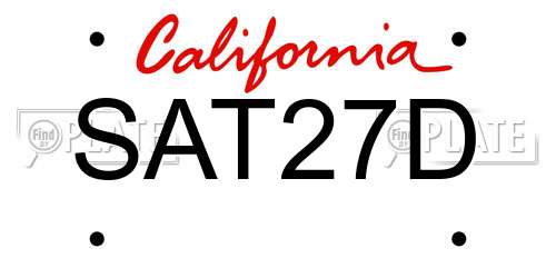 SAT27D California License Plate