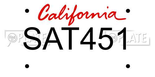 SAT451 California License Plate