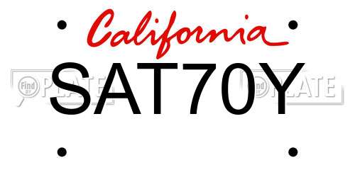 SAT70Y California License Plate