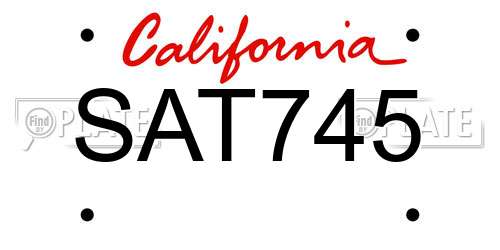 SAT745 California License Plate
