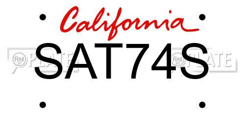 SAT74S California License Plate