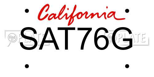SAT76G California License Plate
