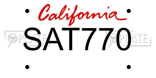 SAT770 California License Plate