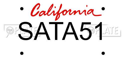 SATA51 California License Plate