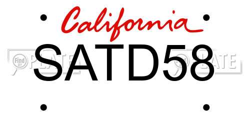 SATD58 California License Plate
