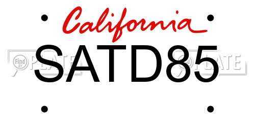 SATD85 California License Plate