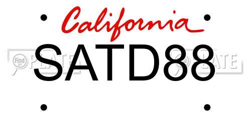 SATD88 California License Plate