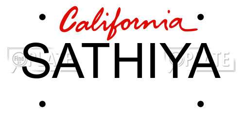 SATHIYA California License Plate