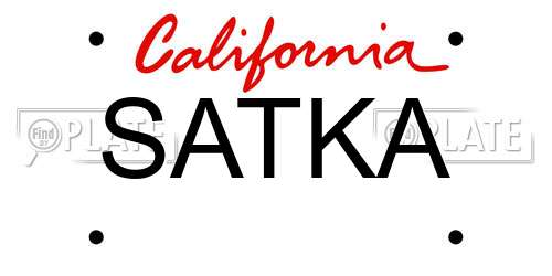 SATKA California License Plate