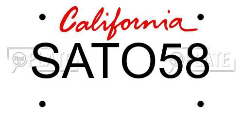 SATO58 California License Plate
