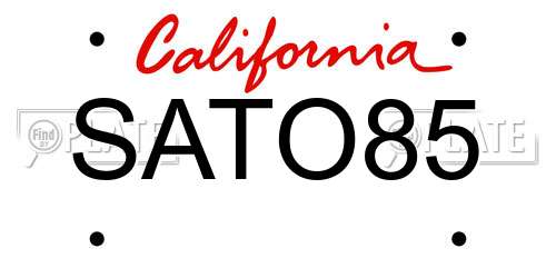 SATO85 California License Plate