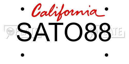SATO88 California License Plate
