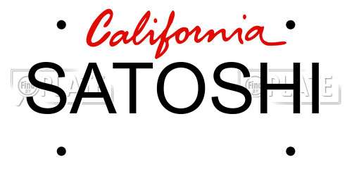 SATOSHI California License Plate