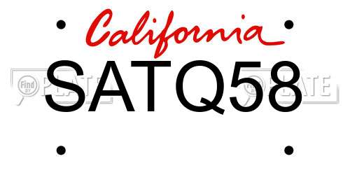 SATQ58 California License Plate