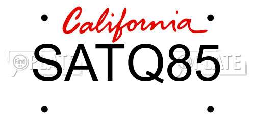 SATQ85 California License Plate