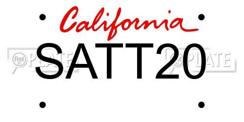 SATT20 California License Plate